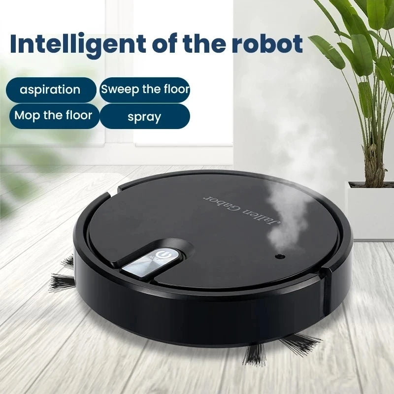 Neatly Mini Robot Vacuum & Mop — detail shot, dustbin and brush
